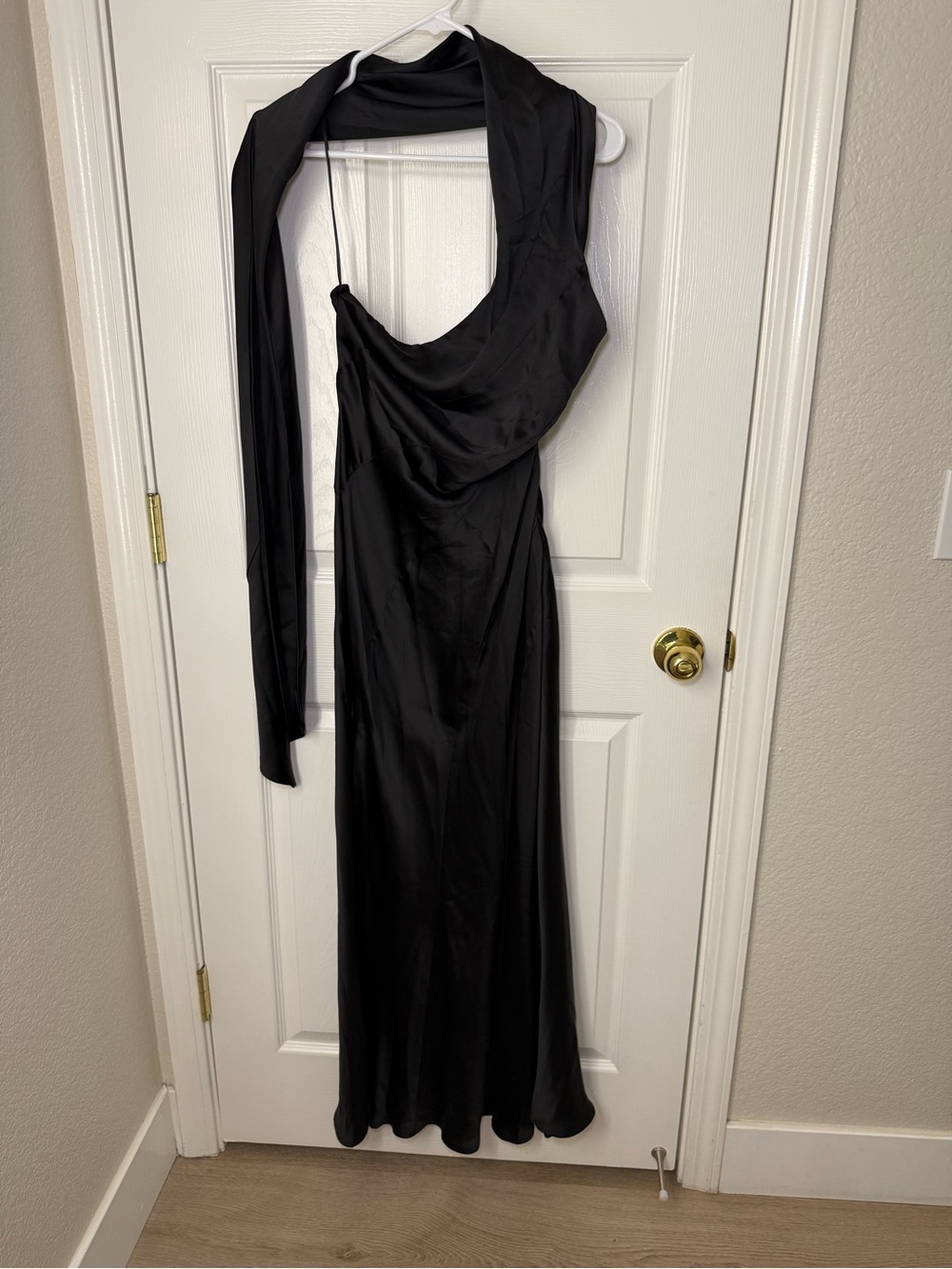 Hello Molly Black One-Shoulder Satin Gown